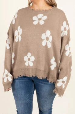 Please Bring Flowers Sweater, Taupe -Chic Soul Store PleaseBringFlowersSweater Taupe 0023