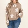 Please Bring Flowers Sweater, Taupe -Chic Soul Store PleaseBringFlowersSweater Taupe 0026