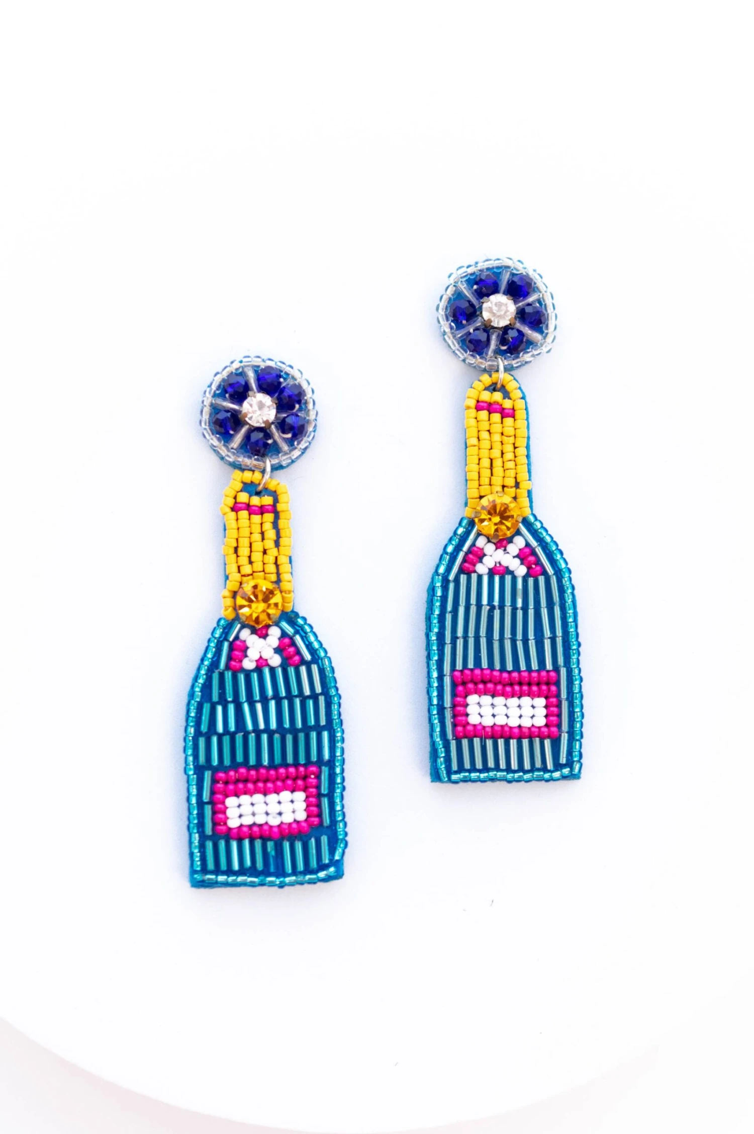 Pop A Bottle Earrings, Blue 4 Pop A Bottle Earrings, Blue - Image 2