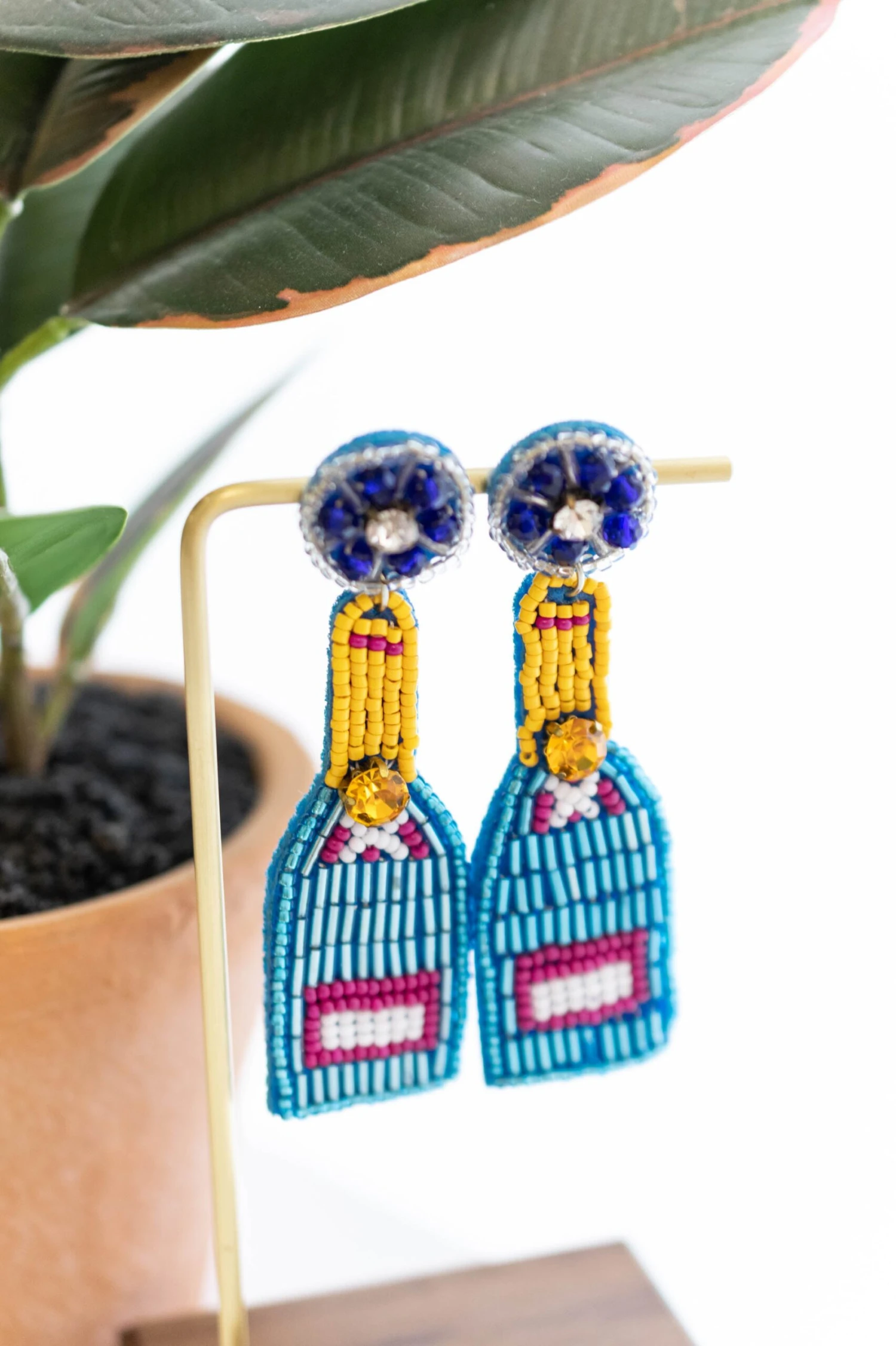 Pop A Bottle Earrings, Blue 3 Pop A Bottle Earrings, Blue