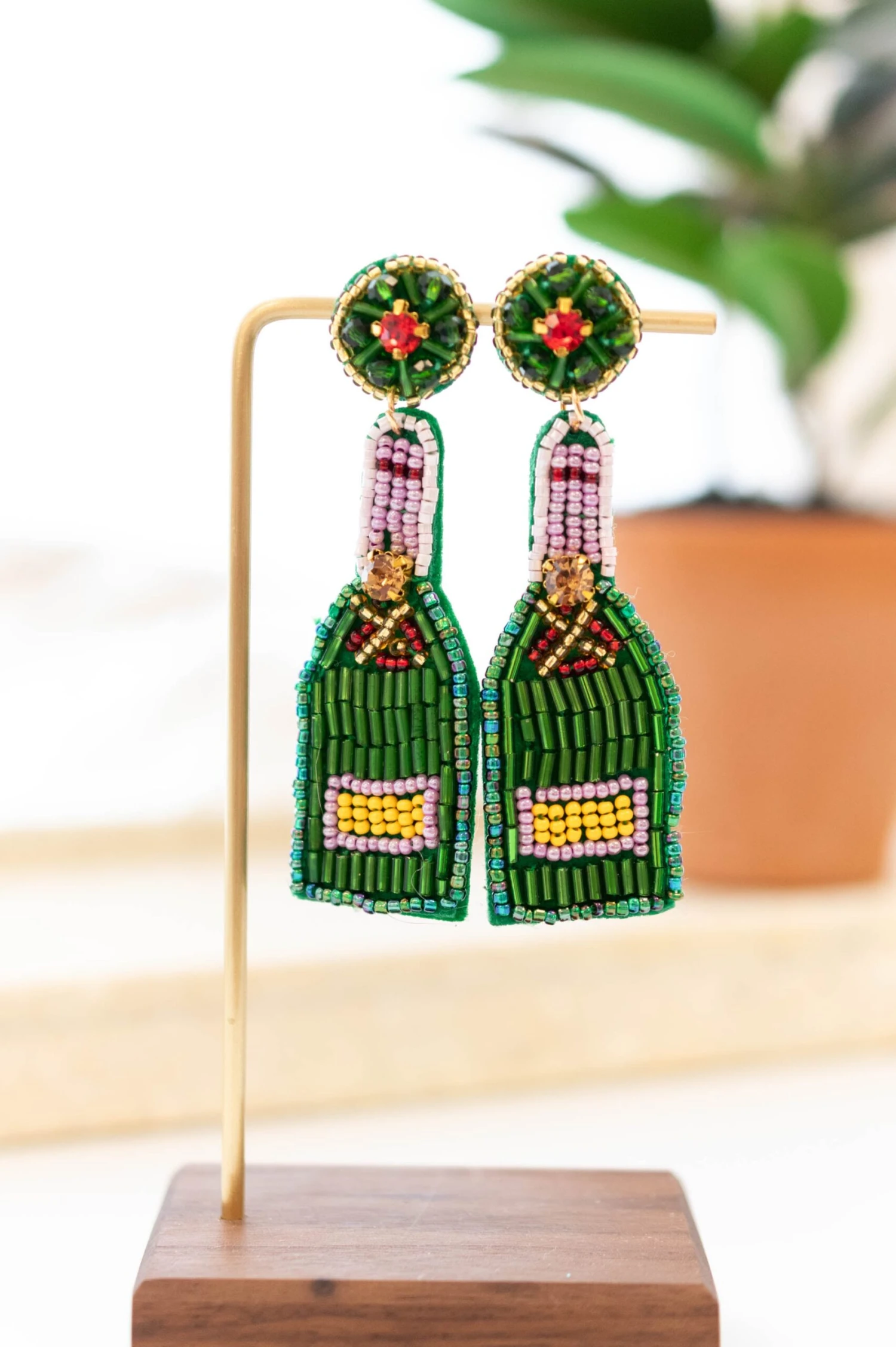Pop A Bottle Earrings, Green 3 Pop A Bottle Earrings, Green
