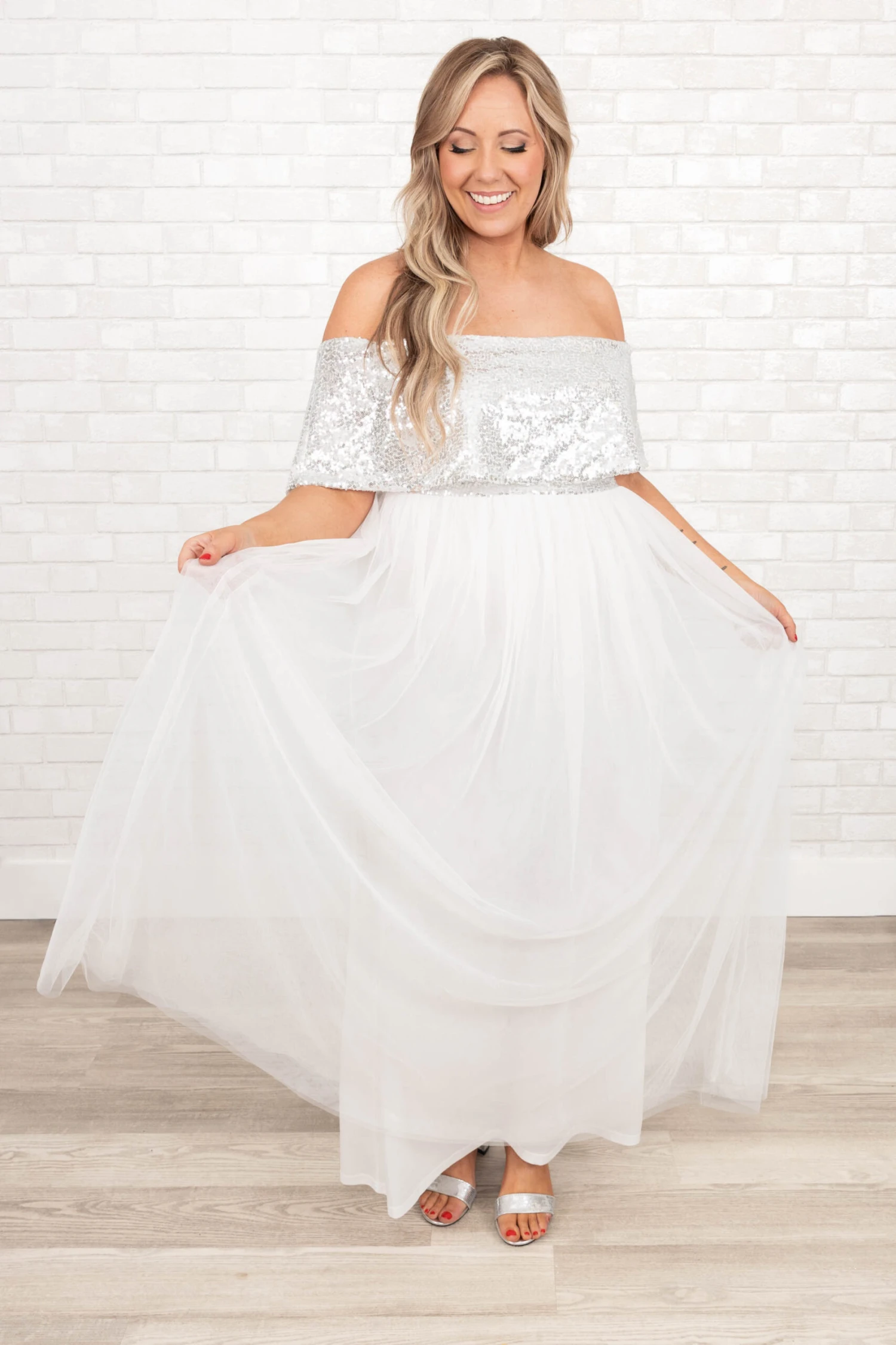 Posh Outlook Maxi Dress, Silver 4 Posh Outlook Maxi Dress, Silver - Image 2