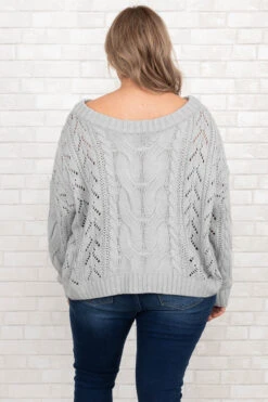 Powerful Thing Sweater, Gray -Chic Soul Store PowerfulThingSweater Gray 0021