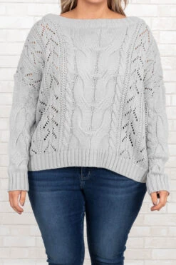 Powerful Thing Sweater, Gray -Chic Soul Store PowerfulThingSweater Gray 0022