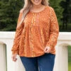 Prairie Floral Top, Rust -Chic Soul Store PrairieFloralTop Rust 8454
