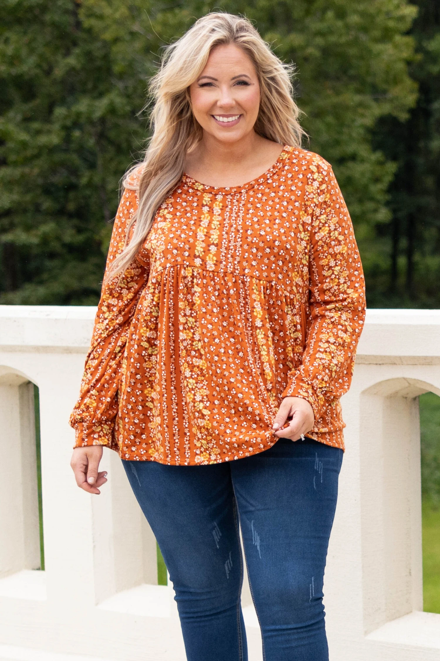 Prairie Floral Top, Rust 3 Prairie Floral Top, Rust
