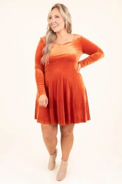 Pretty And Poised Dress, Orange -Chic Soul Store PrettyAndPoisedDress Orange 0707