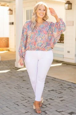 Pretty In Paisley Top, Jade Mix -Chic Soul Store PrettyInPaisleyTop Jade 2