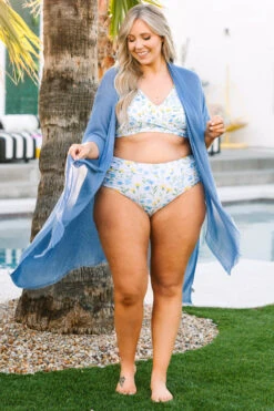 Private Oasis Kimono, Denim Blue -Chic Soul Store PrivateOasisKimono DenimBlue 3