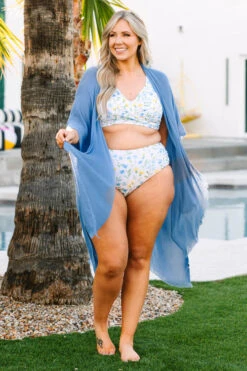 Private Oasis Kimono, Denim Blue -Chic Soul Store PrivateOasisKimono DenimBlue 4