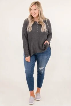 Pull Me Under Top, Charcoal -Chic Soul Store PullMeUnderTop Charcoal 2447