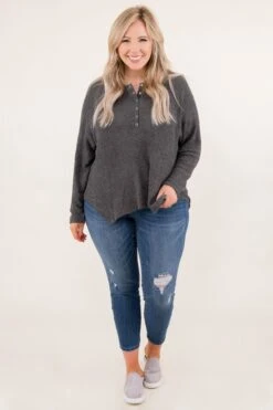 Pull Me Under Top, Charcoal -Chic Soul Store PullMeUnderTop Charcoal 2448