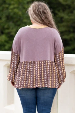 Pure Wonder Top, Deep Mauve/Sepia/Butterscotch -Chic Soul Store PureWonderTop DeepMauve Sepia Butterscotch 8503