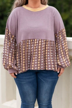 Pure Wonder Top, Deep Mauve/Sepia/Butterscotch -Chic Soul Store PureWonderTop DeepMauve Sepia Butterscotch 8504
