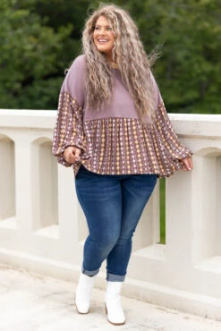 Pure Wonder Top, Deep Mauve/Sepia/Butterscotch -Chic Soul Store PureWonderTop DeepMauve Sepia Butterscotch 8506