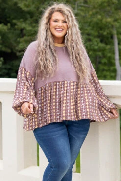 Pure Wonder Top, Deep Mauve/Sepia/Butterscotch