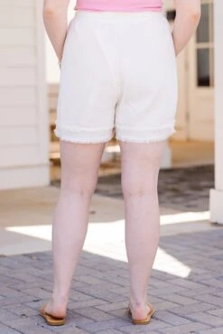 Quiet Thoughts Shorts, White -Chic Soul Store QuietThoughtsShorts White 3