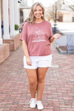 Reading Under The Moonlight Tee, Mauve -Chic Soul Store ReadingUnderTheMoonlightTee Mauve 5