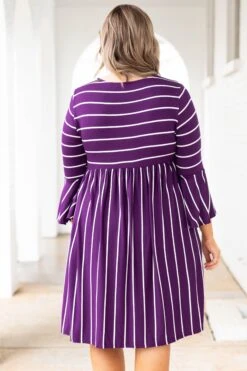 Ready For Work Dress, Plum-Ivory -Chic Soul Store ReadyForWorkDress Plum Ivory 9354