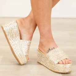 Remember It Well Wedges, Gold -Chic Soul Store RememberItWellWedges Gold