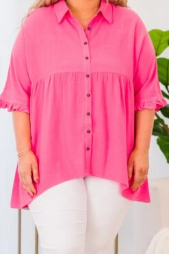 Riddle Me This Button Top, Pink -Chic Soul Store RiddleMeThisButtonTop Pink 3