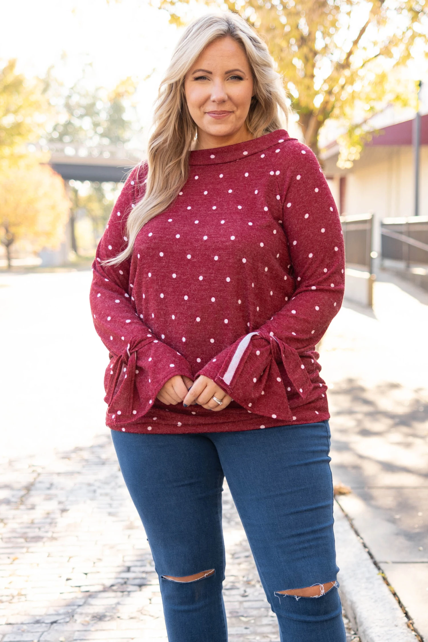 Right On The Dot Tunic, Burgundy 3 Right On The Dot Tunic, Burgundy