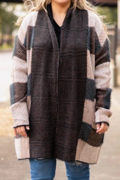 Rooting For Romance Cardigan, Taupe Multi -Chic Soul Store RootingForRomanceCardigan TaupeMulti 9282