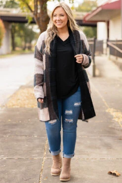 Rooting For Romance Cardigan, Taupe Multi -Chic Soul Store RootingForRomanceCardigan TaupeMulti 9284