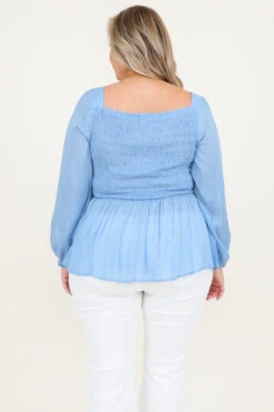 Rushing Back Top, Blue -Chic Soul Store RushingBackTop Blue 7263