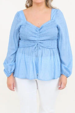 Rushing Back Top, Blue -Chic Soul Store RushingBackTop Blue 7264