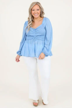 Rushing Back Top, Blue -Chic Soul Store RushingBackTop Blue 7265