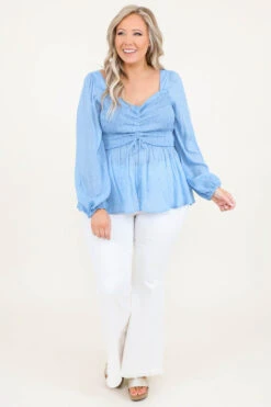 Rushing Back Top, Blue -Chic Soul Store RushingBackTop Blue 7266