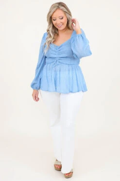 Rushing Back Top, Blue -Chic Soul Store RushingBackTop Blue 7267
