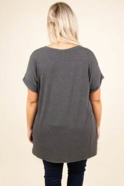 Comfy Travels Top, Charcoal -Chic Soul Store SOL 3477