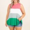 Sailboat Dreams Tank, Coral Multi 2 Sailboat Dreams Tank, Coral Multi -Chic Soul Store SailboatDreamsTank CoralMulti 3529