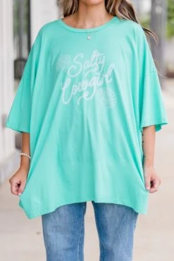 Salty Cowgirl Boyfriend Tee, Mint -Chic Soul Store SaltyCowgirlBoyfriendTee Mint 2