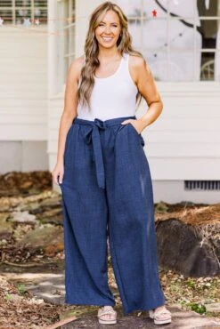 Sandy Shoreline Pants, Navy Blue -Chic Soul Store SandyShorelinePants NavyBlue 4