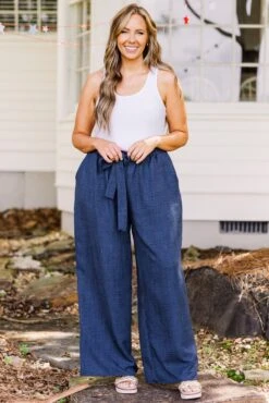 Sandy Shoreline Pants, Navy Blue -Chic Soul Store SandyShorelinePants NavyBlue 5
