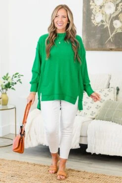 Say Hello Sweater, Kelly Green -Chic Soul Store SayHelloSweater KellyGreen 5