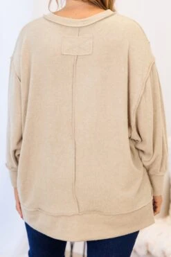 Say Hello Sweater, Light Mocha -Chic Soul Store SayHelloSweater LightMocha