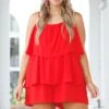 Seaside Strolls Romper, Tomato Red