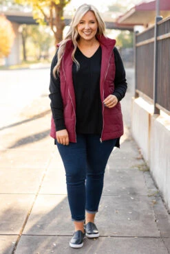 Seasons Change Vest, Burgundy -Chic Soul Store SeasonsChangeVest Burgundy 0949