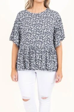 See The Flowers Top, Navy Floral -Chic Soul Store SeeTheFlowersTop NavyFloral 3