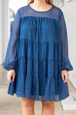 Seems Like Forever Dress, Navy -Chic Soul Store SeemsLikeForeverDress Navy 9369