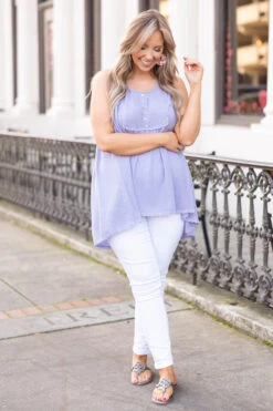 She Got Away Tank, Lavender -Chic Soul Store SheGotAwayTank Lavender Ivory 9608