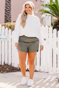 She's A Go-Getter Shorts, Light Olive -Chic Soul Store She sAGoGetterShorts LightOlive 4