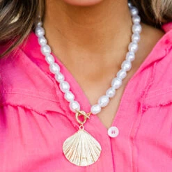 Shell Seekers Necklace, Pearl -Chic Soul Store ShellSeekersNecklace Pearl 4