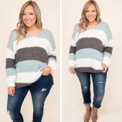 Downtown Classic Sweater, Sage-Multi 13 Downtown Classic Sweater, Sage-Multi -Chic Soul Store SidebySide6 2fd99caf b6a9 4aa4 9376 db9d6f9c0978