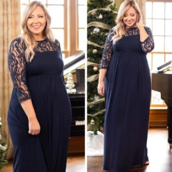 Looking Elegant Maxi Dress, Navy -Chic Soul Store SidebySideTemp8