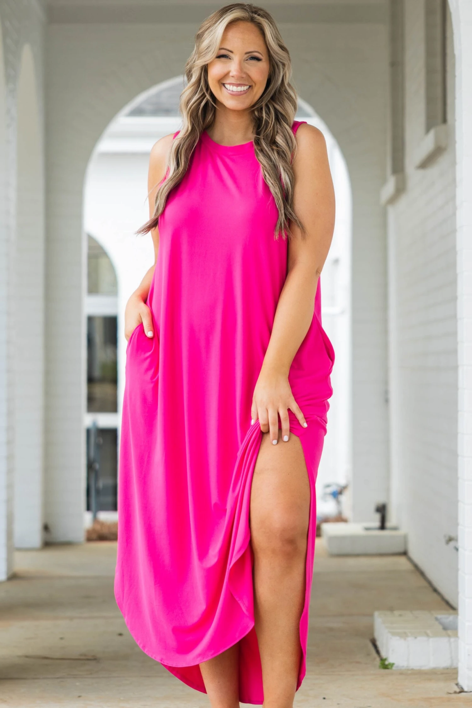 Simple Truths Midi Dress, Fuchsia 3 Simple Truths Midi Dress, Fuchsia